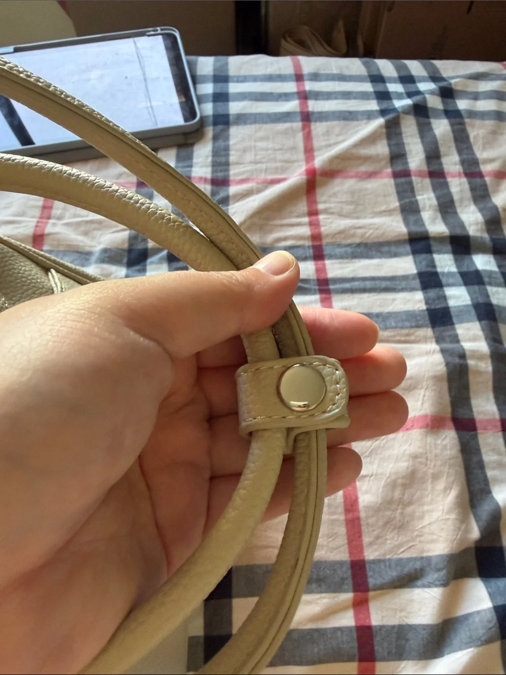 Cream Leather Tote Handbag - Unbranded
